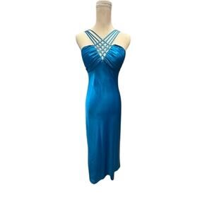 "CACHE" Blue Elegant Formal Dress SZ 6 VTG. RARE Y2k Wedding Prom PLZ READ!!!